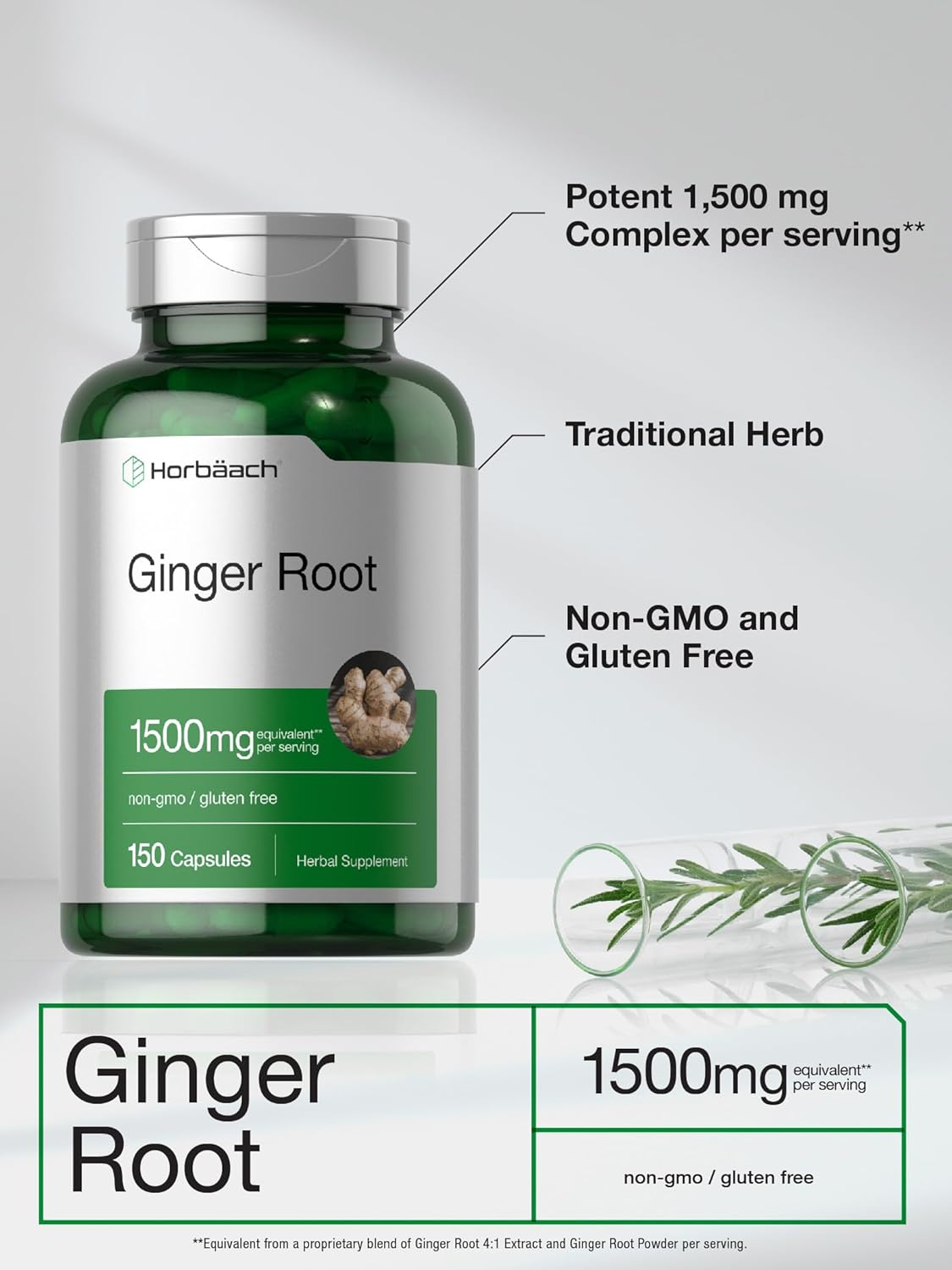 Suplemento de raíz de jengibre de 1500 mg  150 píldoras