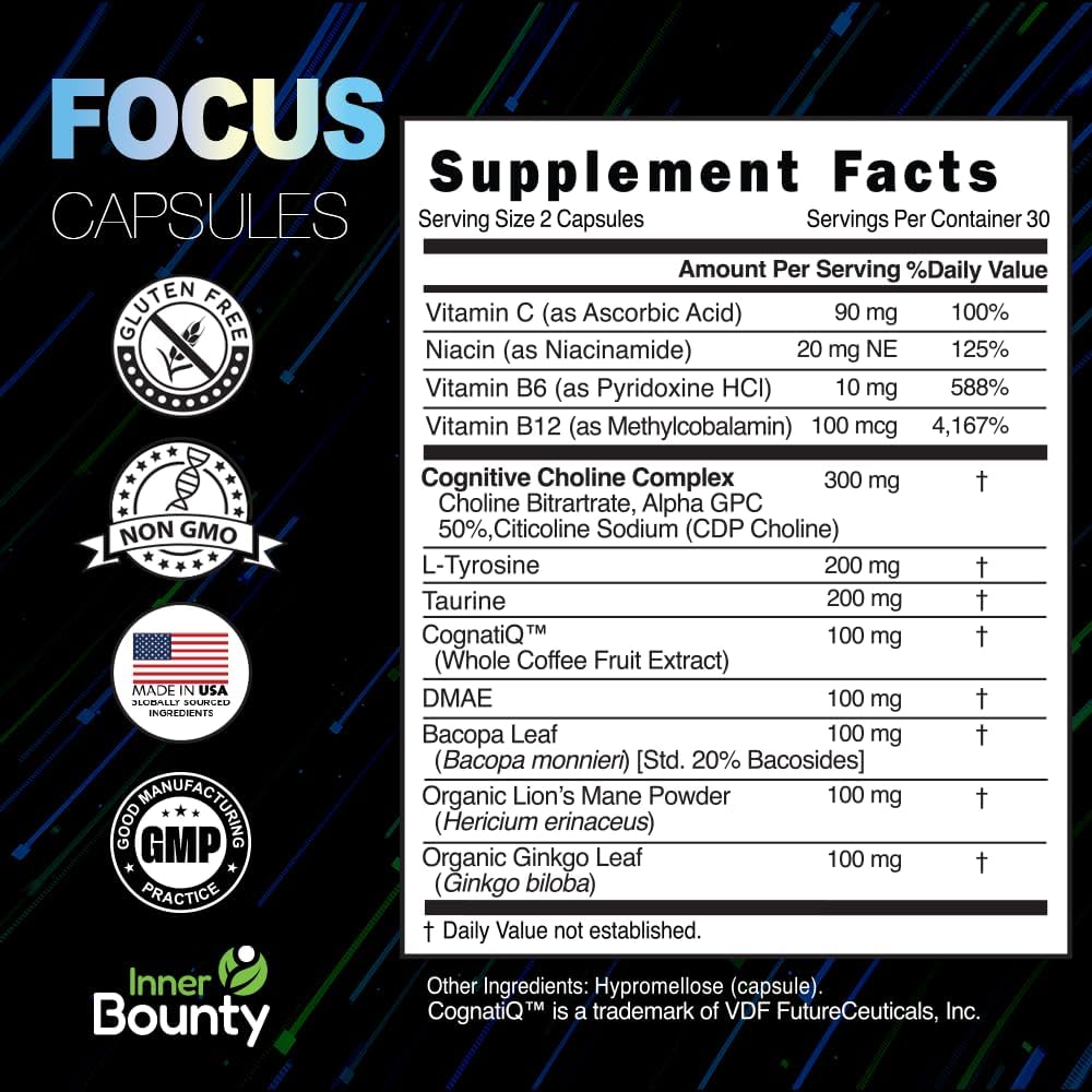 Suplemento Nootrópico Focus 14-en-1 con Lions Mane y Alpha GPC