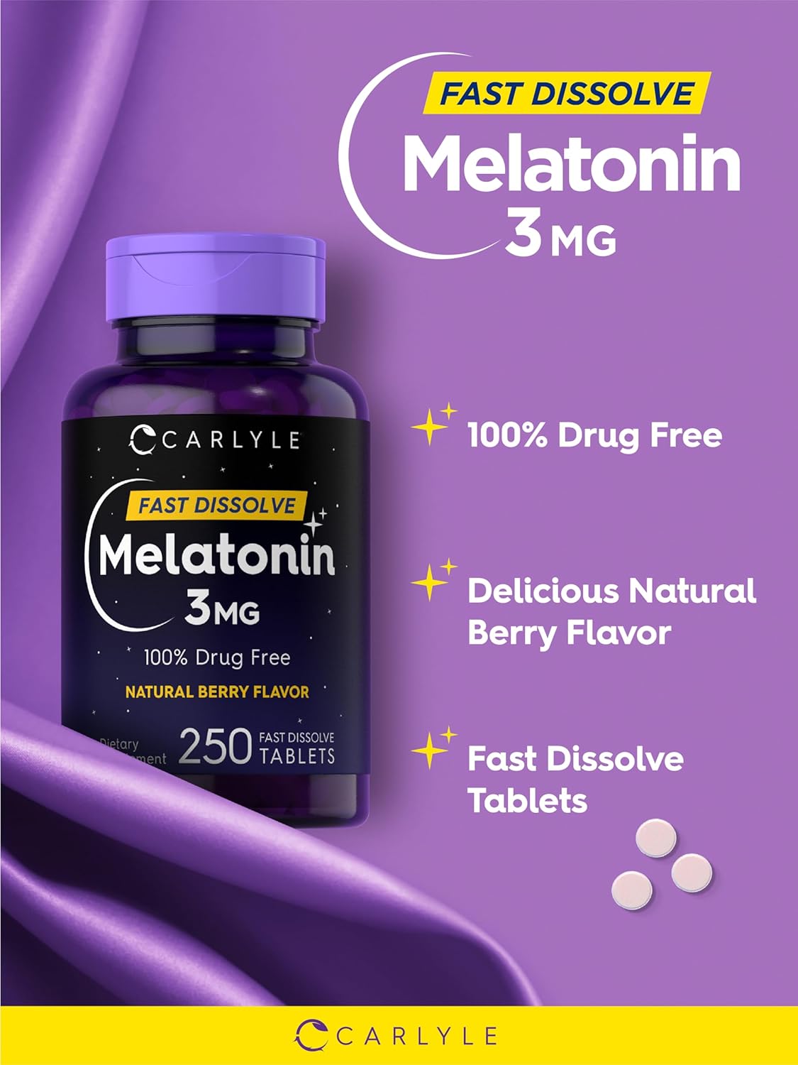 Tabletas de Melatonina 3mg Carlyle | Veganas y Sin Gluten