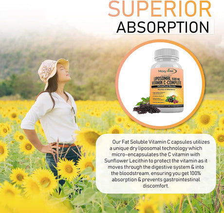 Suplementos Vitamina C liposomal con cápsulas de zinc 180 un