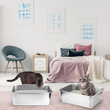Paquete de 2 cajas de arena de acero inoxidable para gatos
