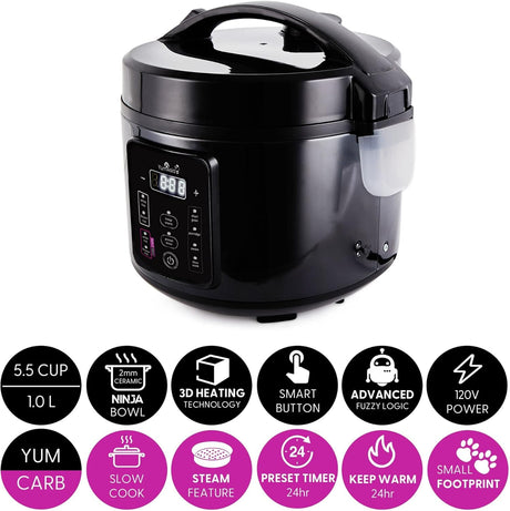 Arrocera Yum Asia Kumo, 5.5 tazas, cerámica, 5 funciones