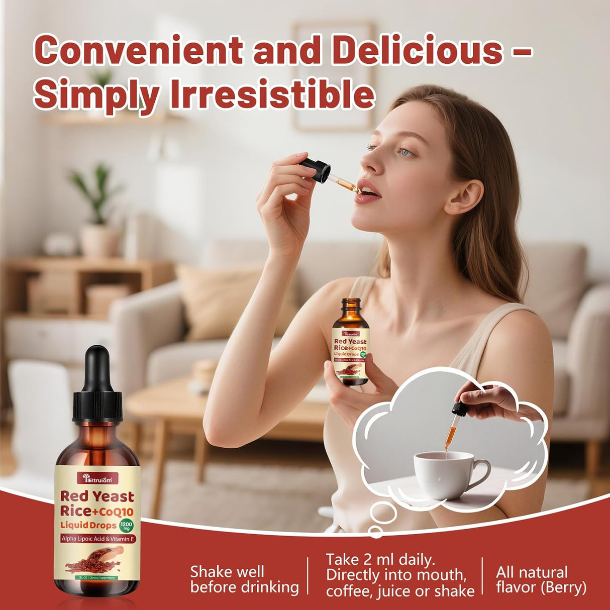 Red Yeast Rice con CoQ10, Orgánico, 1200mg, 2oz, Sin Citrina