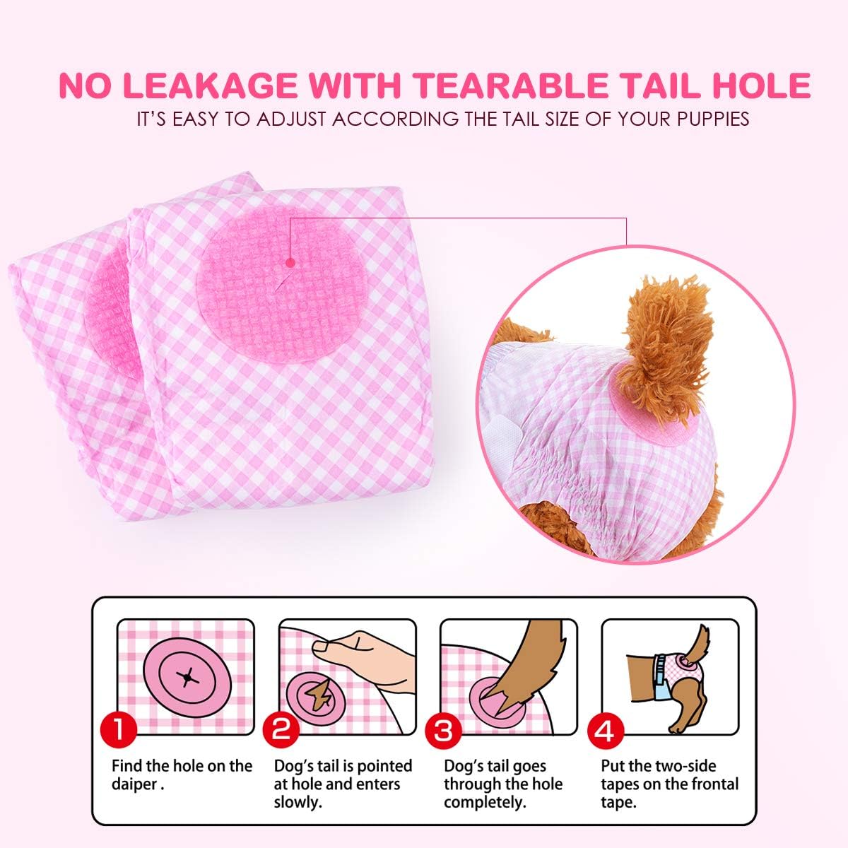 Pet Soft Pañales para perros femeninos –12 piezas (XS, rosa)
