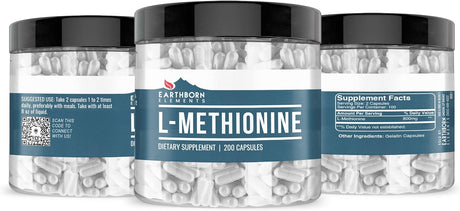 Suplemento  L-metionina 200 cápsulas, pura y sin diluir