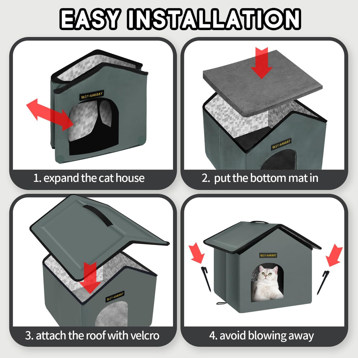 Casa para Gatos Exterior Rest-Eazzzy, Aislada y Resistente, S