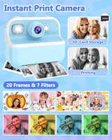 Cámara instantánea para niños, HD con papel fotográfico y SD