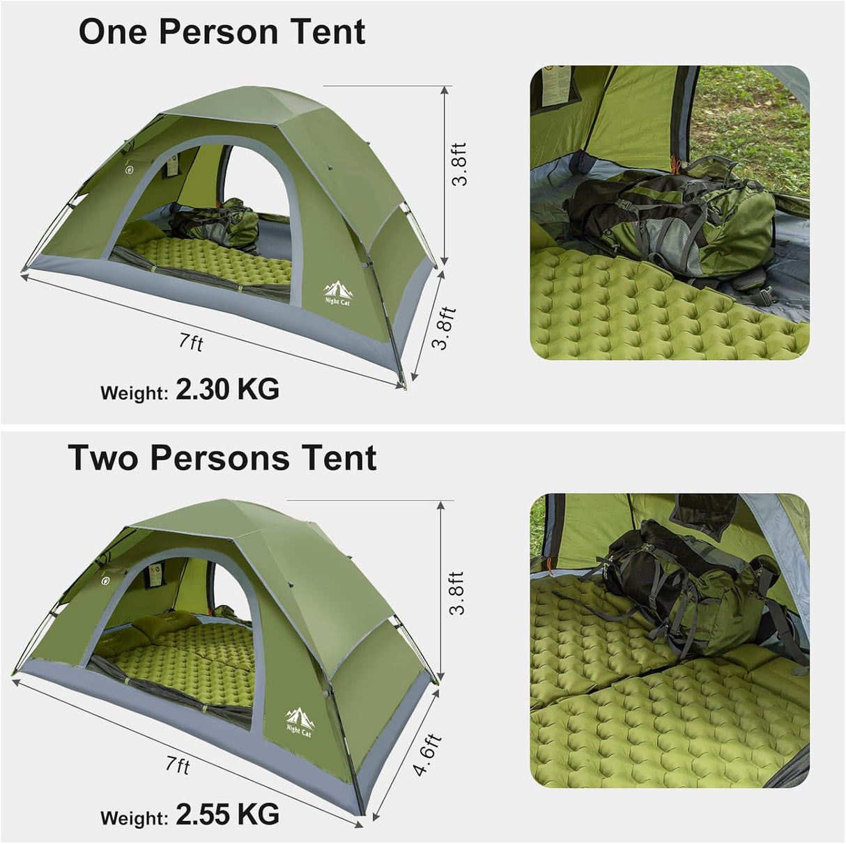 Tienda Nocturna: Tienda Camping 1-2 Personas, Compacta y Ligera