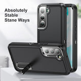 BaHaHoues Funda para Samsung Galaxy S22, Samsung S22 con soporte integrado, a prueba de golpes, polvo y caídas, funda protectora de grado militar para Galaxy S22 5G de 6.1 pulgadas (negro)