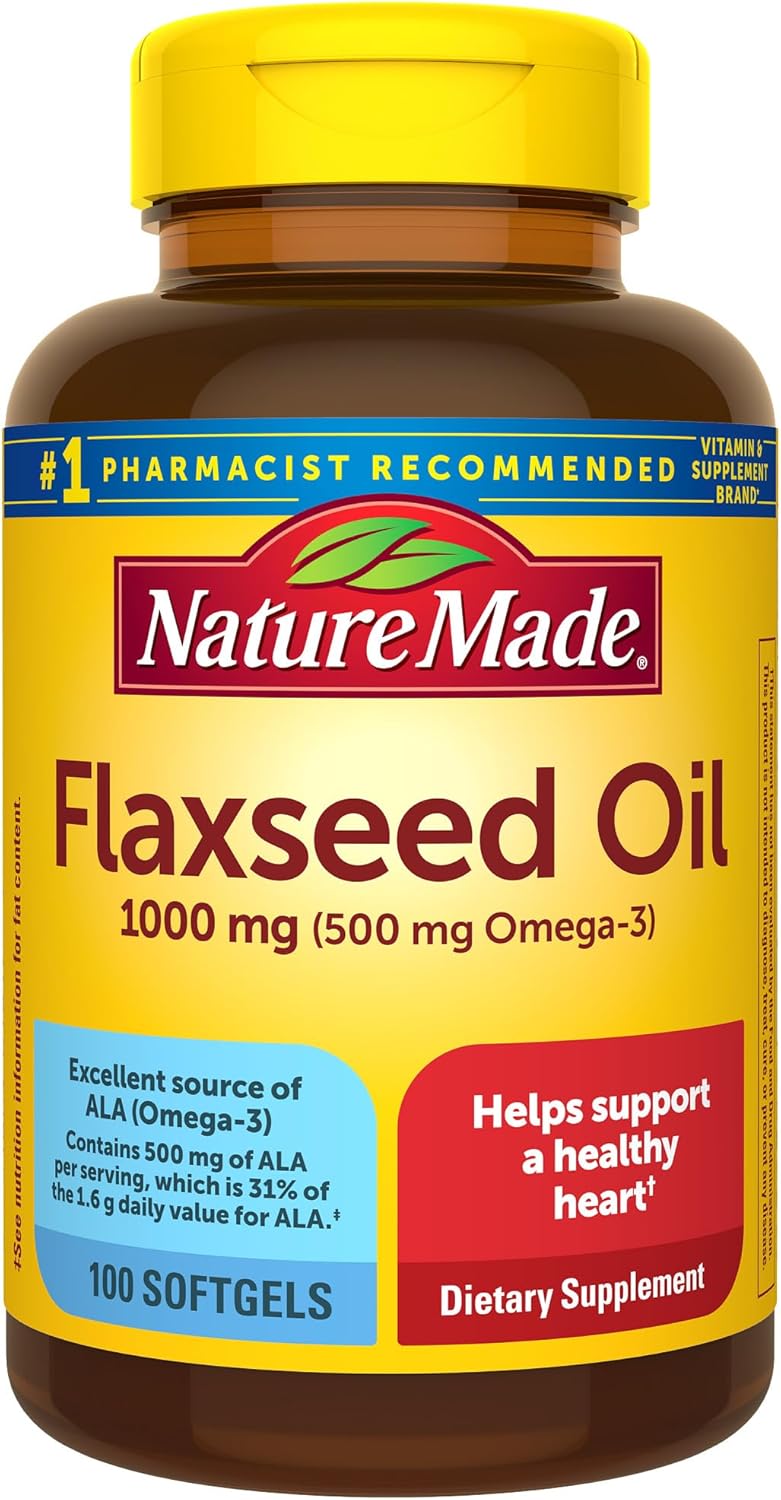 Aceite de Linaza 1000 mg Nature Made, Omega 3, 100 Softgels
