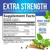 Ashwagandha 2100 mg Extra Fuerte con Pimienta Negra  60 Cápsulas