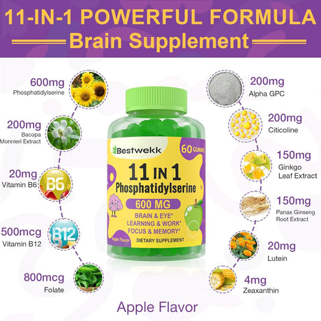 Suplemento de Fosfatidilserina 600mg para Memoria y Concentración