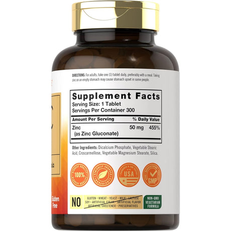 Suplementos Zinc 50mg   300 comprimidos  vegetariano