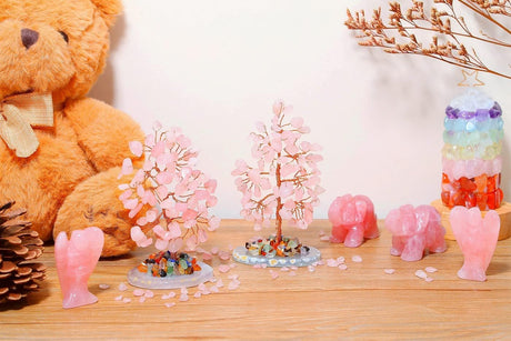QINJIEJIE Árbol de cristal de cuarzo rosa, cristales