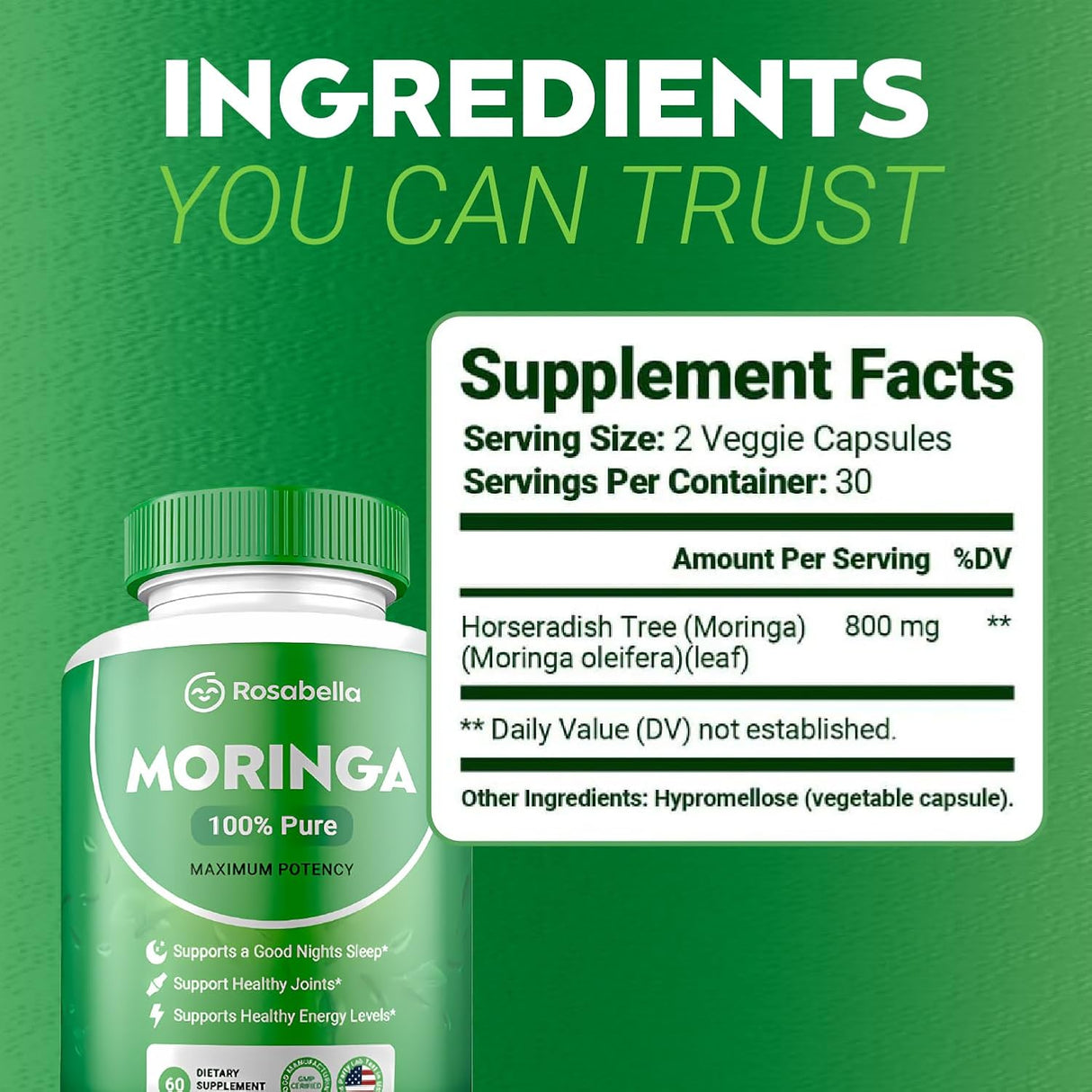Cápsulas de Moringa en Polvo - Nutrientes Esenciales A1