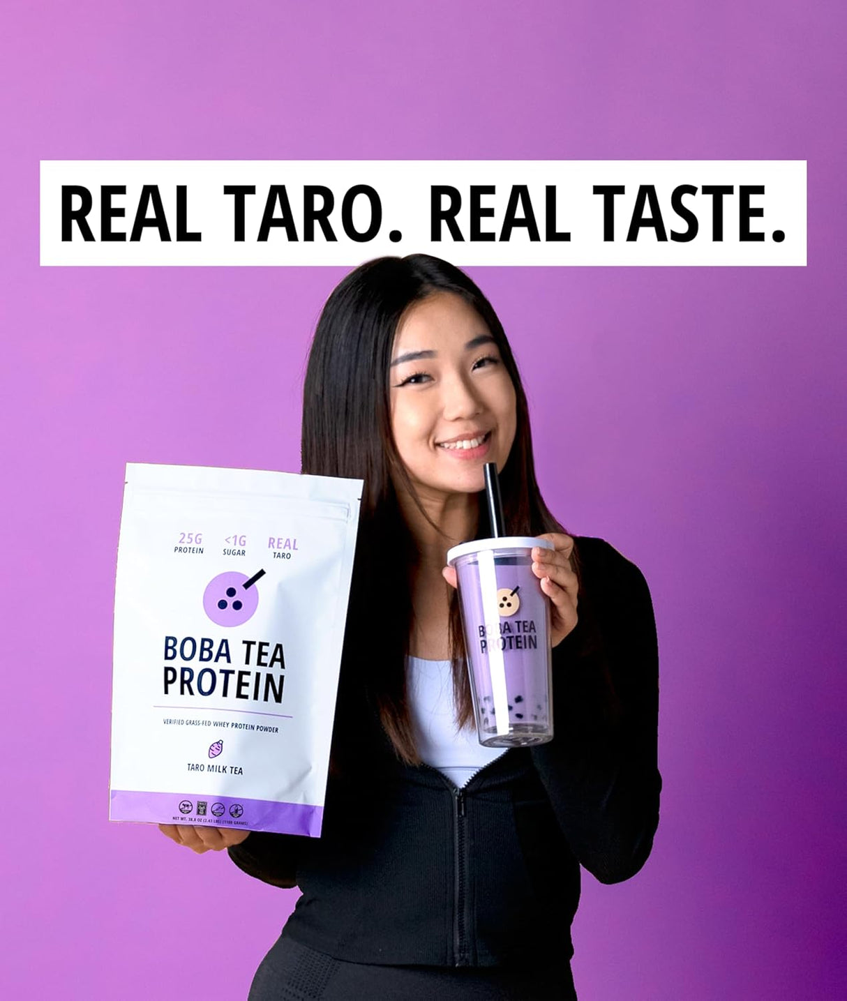 Boba Tea Proteína Taro Leche | 25g Proteína Aislada Vacuno | Sin Gluten y Soja | 25 Porciones