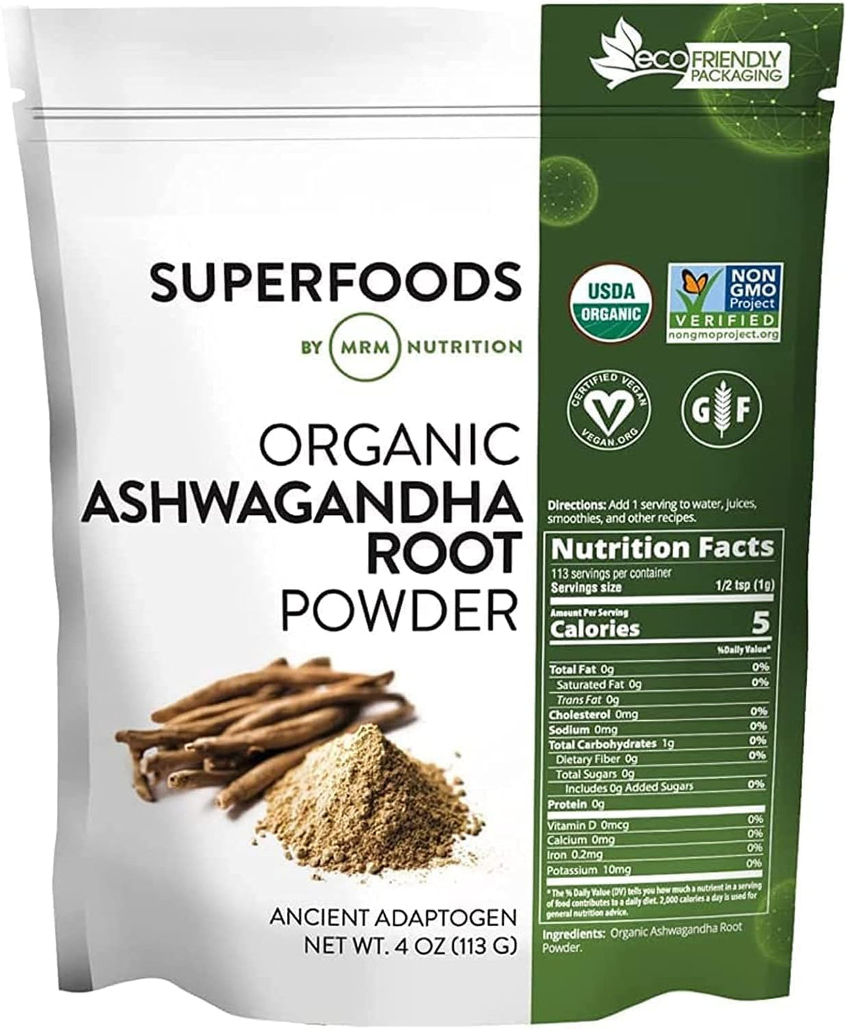 Polvo de Raíz de Ashwagandha Orgánico | MRM Nutrition | 113 Serv.