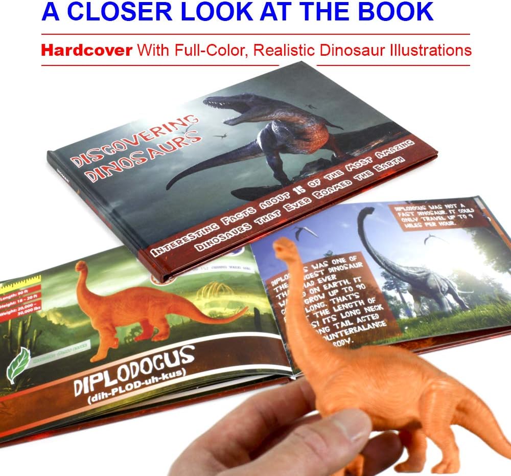 Conjunto de Dinosaurios DinoMax con Libro, 15 Piezas, T-Rex