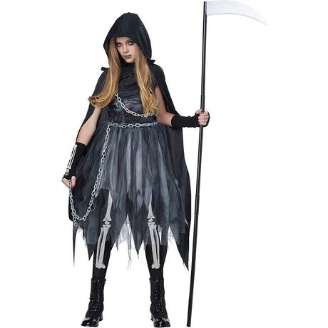 Disfraz de la muerte para niña talla M Color Negro/Gris