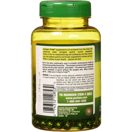 Suplementos Puritans Pride Ajo y perejil sin olor 250und