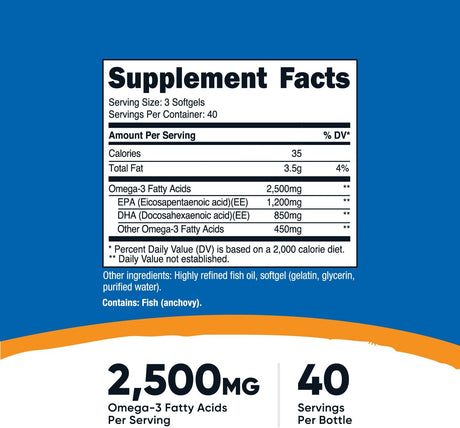 Aceite de Pescado Omega 3 Triple Resistencia, 2400 MG