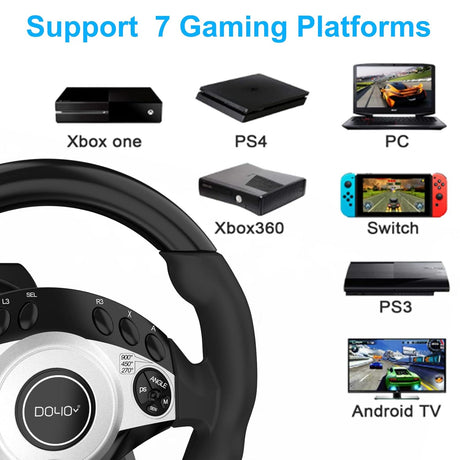 Volante NBCP 270/900° con Pedales y Vibración para Consolas