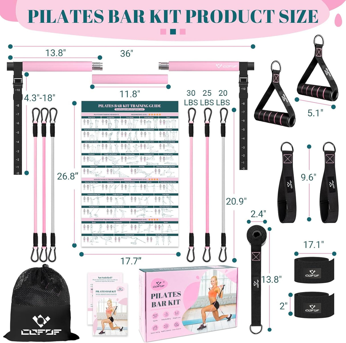 Kit de Bar Pilates con Bandas de Resistencia - Multifuncional