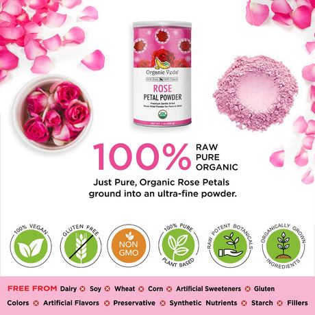 Polvo de Pétalo de Rosa Orgánico para Cocina y Cuidado Facial
