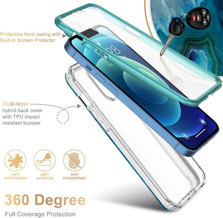 ESDOT Funda para iPhone 12, iPhone 12 Pro con protector de pantalla integrado, funda resistente con diseños de moda para mujeres y niñas, funda protectora para iPhone 12/12 Pro de 6.1 pulgadas, piedra de ágata