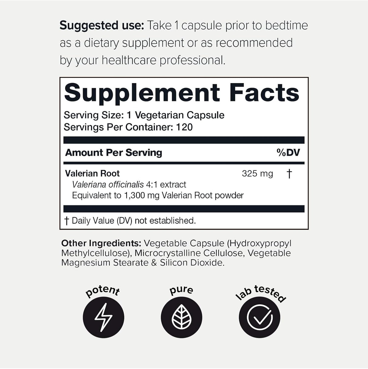 Suplemento de raíz de valeriana de ultra alta  1,300 mg