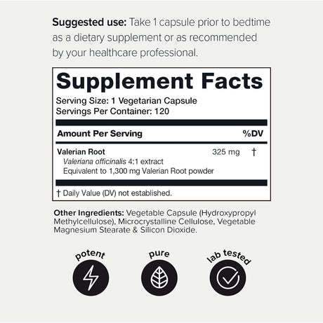 Suplemento de raíz de valeriana de ultra alta  1,300 mg