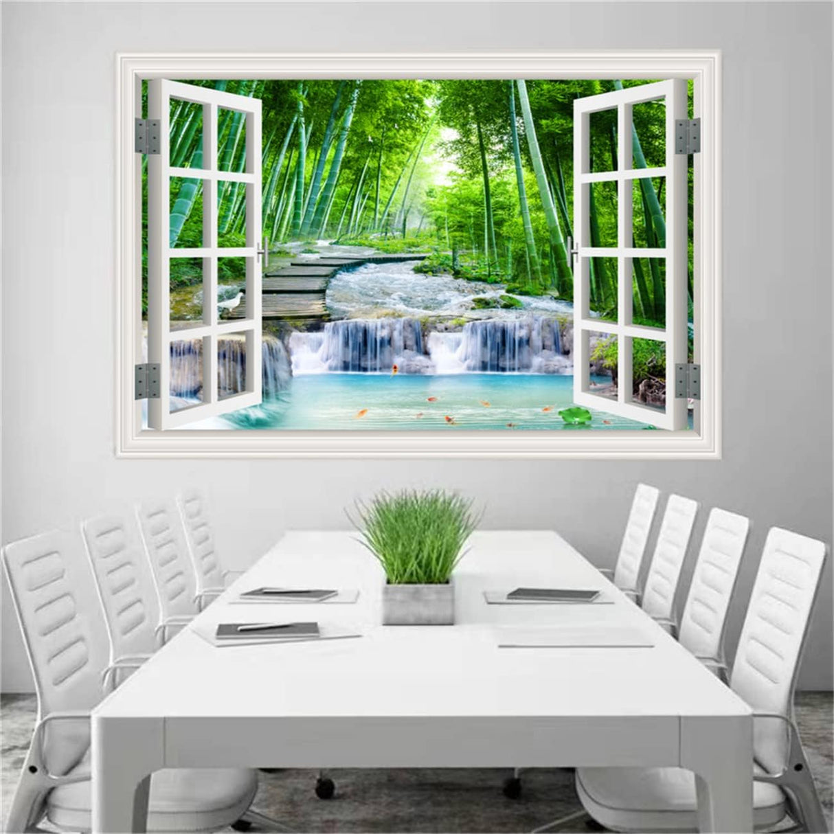 Vinilo Autoadhesivo Ventana Tropical, Decoración 3D, 36×48