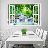 Vinilo Autoadhesivo Ventana Tropical, Decoración 3D, 36×48