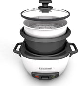 Arrocera BLACK+DECKER 16 Tazas, Cesta Vapor, RC516, Antiadherente