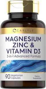 Carlyle Magnesio Zinc Vitamina D3 90 Cápsulas 3-en-1