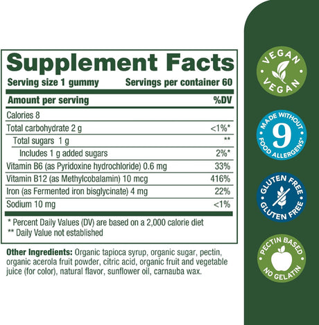 Suplemento MegaFood Iron Energy Gummies   hierro vegano