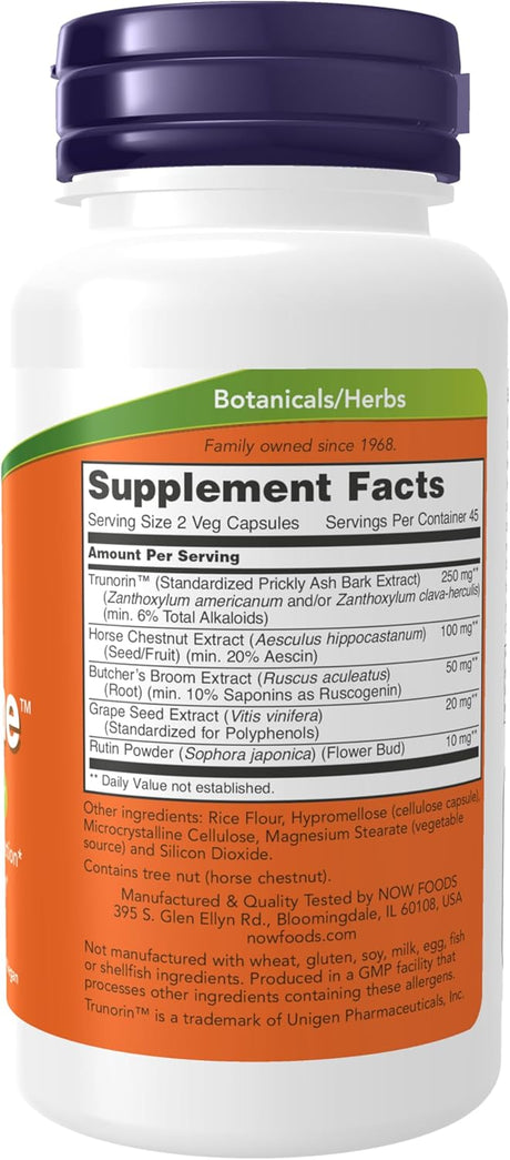 Suplementos Vein Supreme™ de NOW Foods, 90 Veg Caps, Apoyo Circulatorio