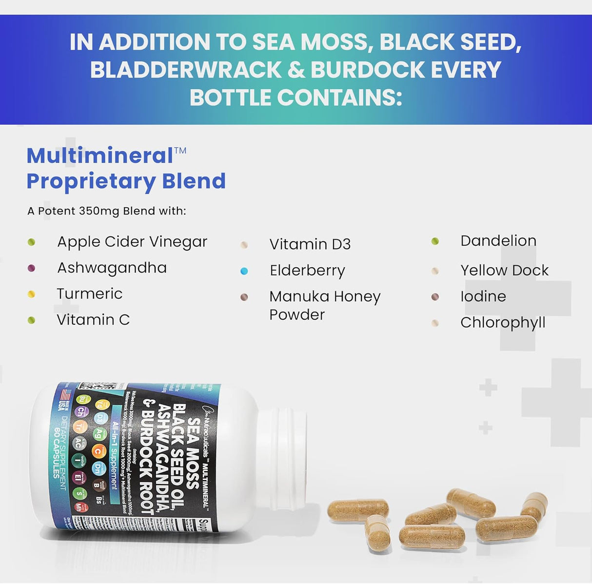 Suplementos Musgo marino 3000 mg aceite de semilla negra