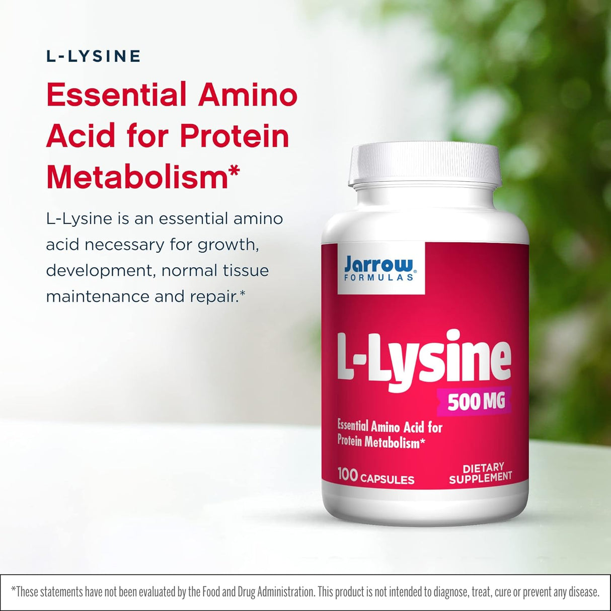 Suplemento L-Lisina 500 mg - 100 cápsulas  100 porciones