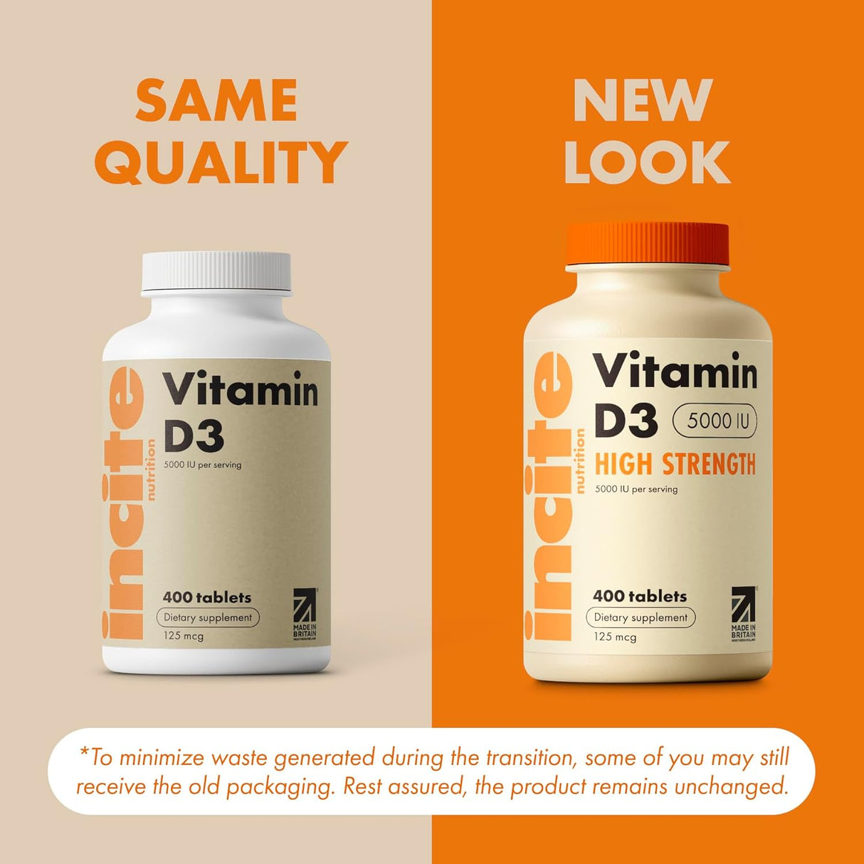 Incite Nutrition Vitamina D3 5000iu - 400 Micro Tabletas