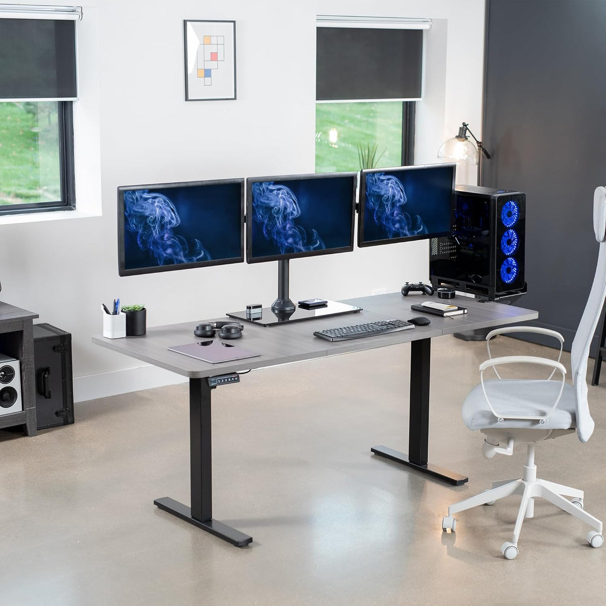 Soporte de Tres Monitores VIVO, Ajustable, STAND-V003FG