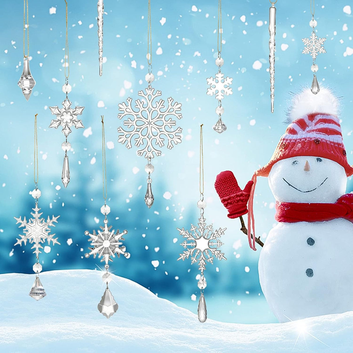 Adornos Navideños UPINS, 20Pcs Copos de Nieve Acrílicos