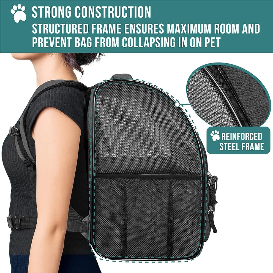 Mochila de lujo para gatos diseño ventilado color gris