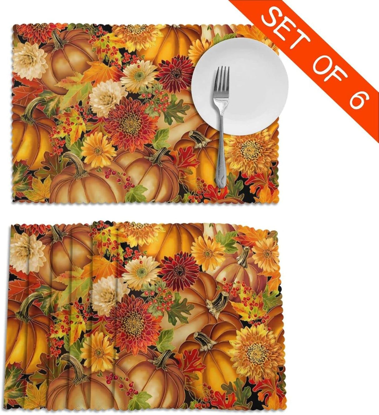 Manteles de Mesa Set de 6, Antideslizantes, 12 x 18 Pulgadas