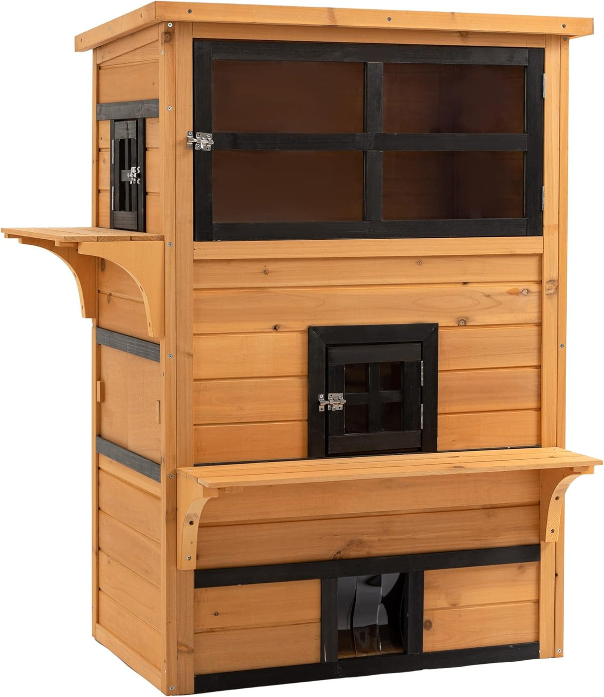 Casa para Gatos 3 Niveles PawHut, Refugio Exterior, Modelo 2023
