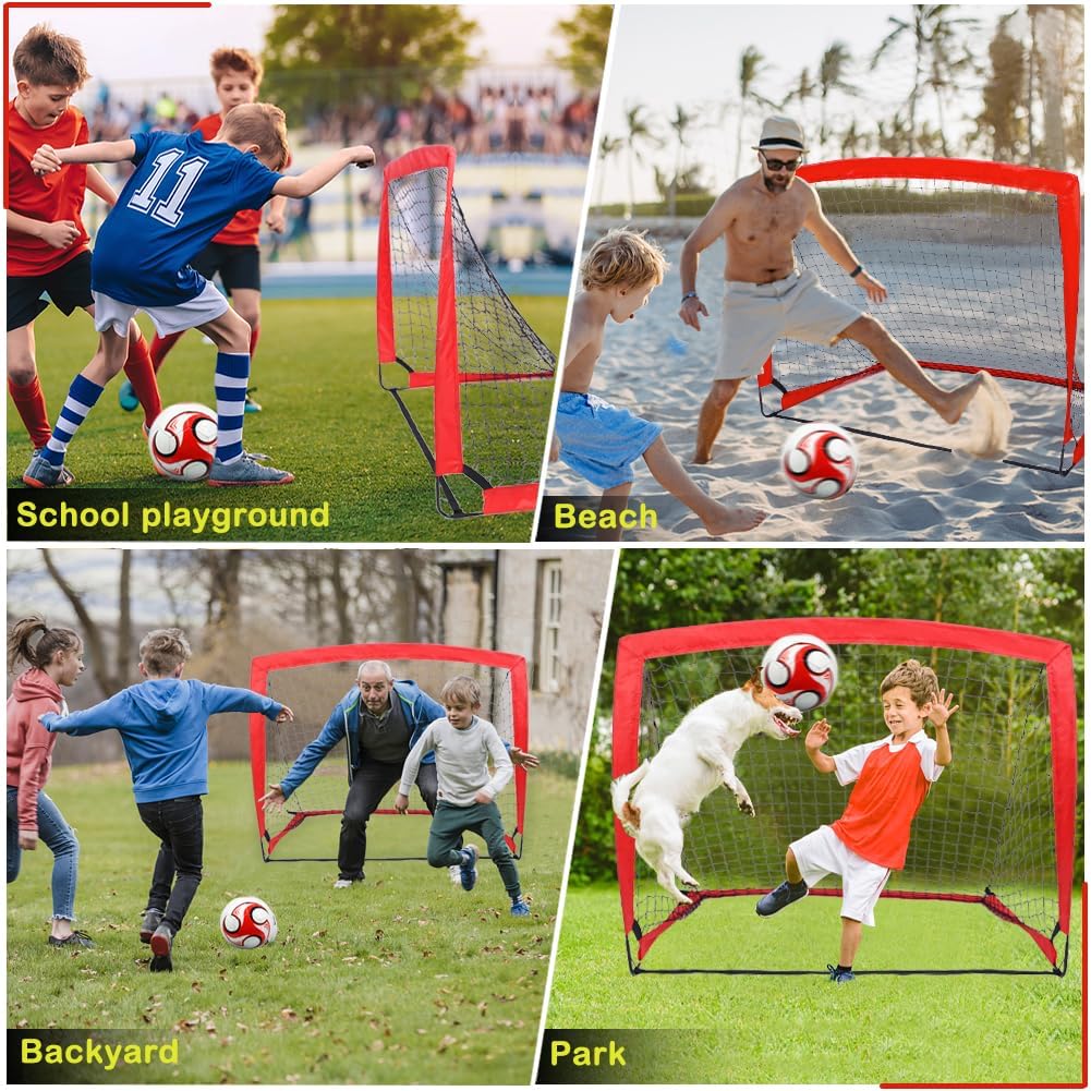 Juego de portería de fútbol desplegable con red para niños