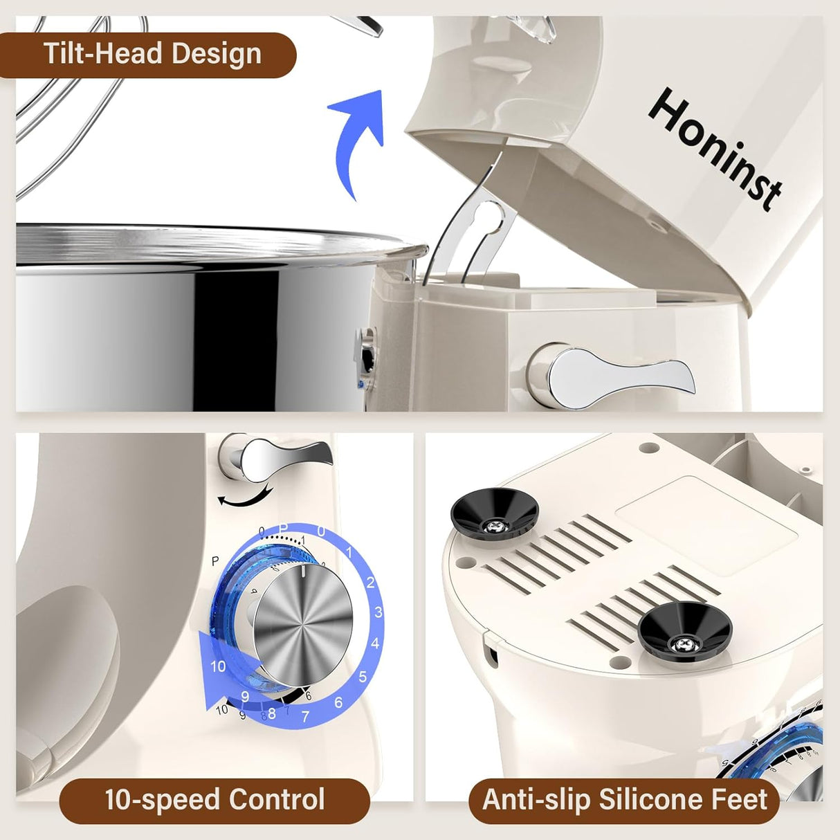 Batidora de pie 3 en 1 10 velocidades 660W 6QT - Modelo Mixer