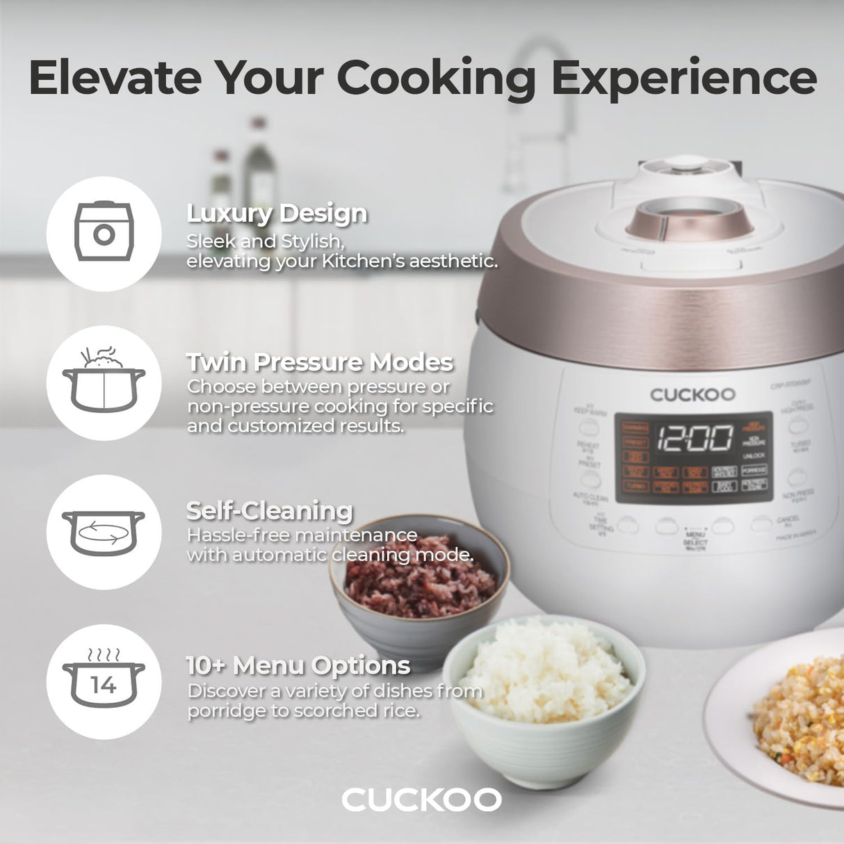 Olla Arrocera CUCKOO 6 Tazas, 14 Menús, Modelo CRP-RT0609FW