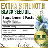 Aceite de Nigella Sativa 1000mg - Natural, Antioxidante, 180 Softgels