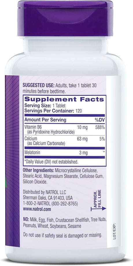 Suplemento de Melatonina 3 mg Natrol, 120 tabletas, 120 días